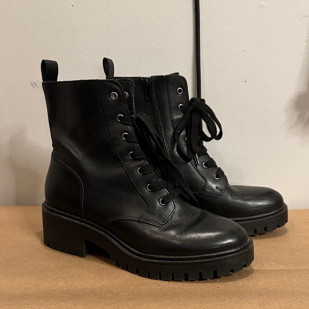Crown Vintage Black Combat Boots